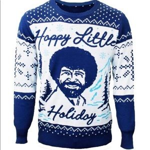 Bob Ross Happy Little Holiday Sweater LARGE